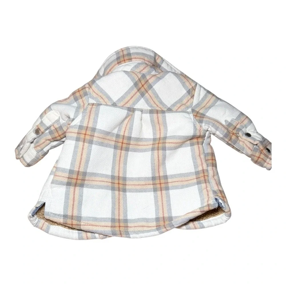 Lumberjack Cabin Core Eddie Bauer Plaid Shacket Joggers Set 0-3M Grey Tan Fleece
